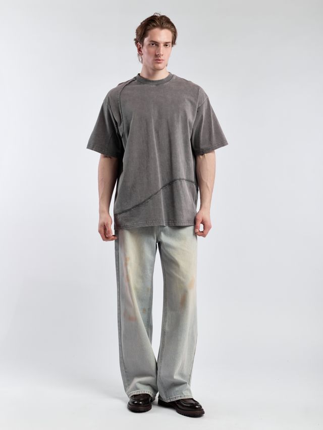 Футболка с акцентными швами из вареного хлопка