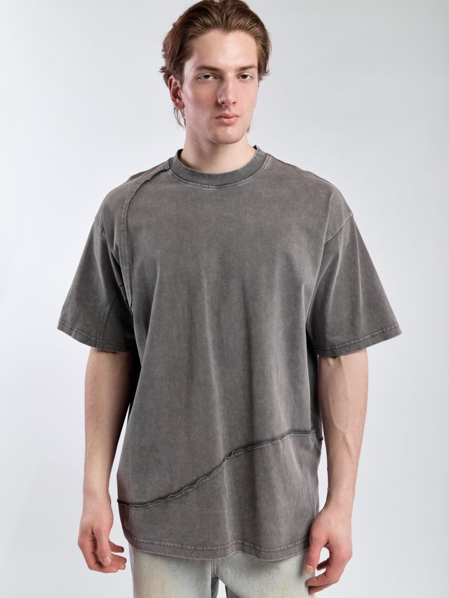 Футболка с акцентными швами из вареного хлопка