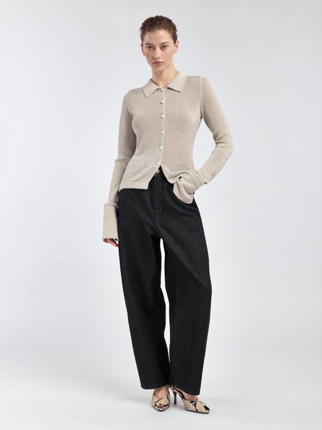 Поло с длинным рукавом и акцентными манжетами