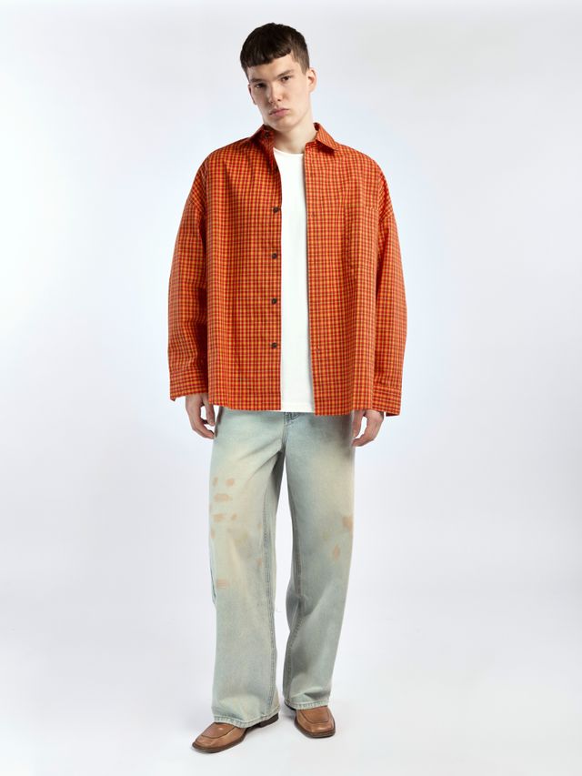 Рубашка в клетку с акцентными пуговицами