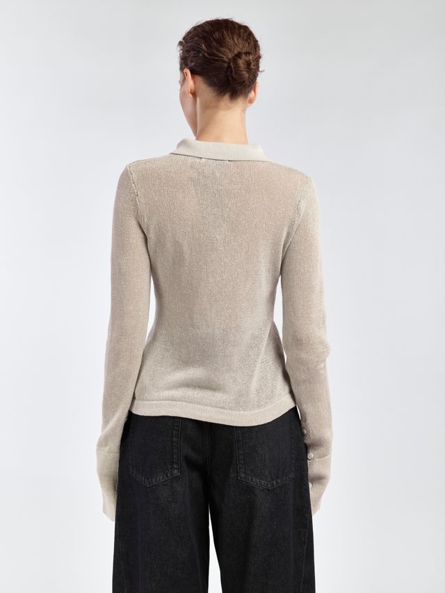 Поло с длинным рукавом и акцентными манжетами