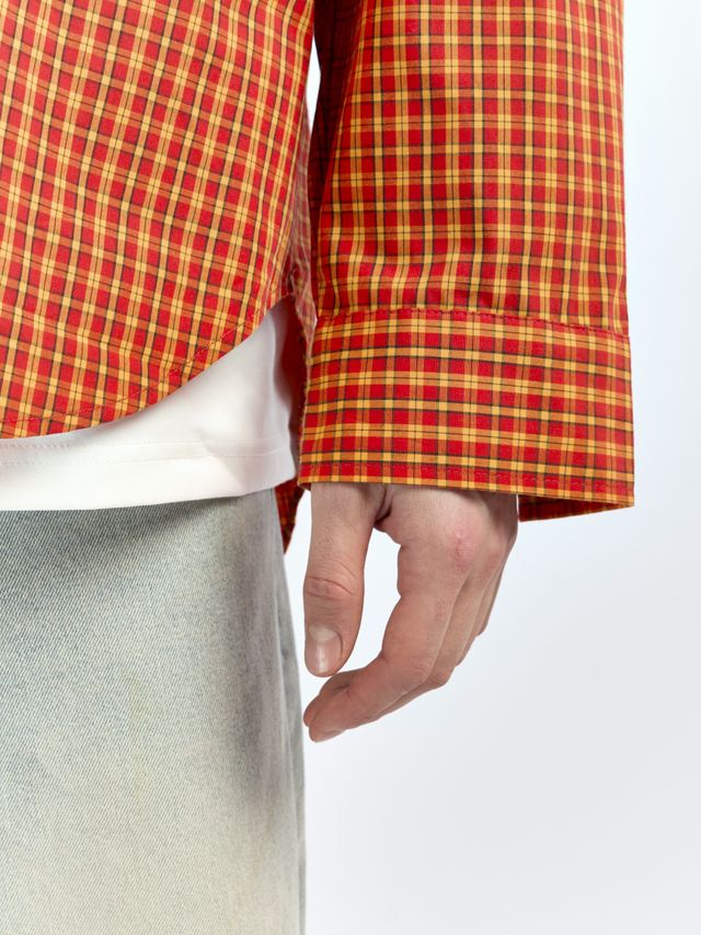 Рубашка в клетку с акцентными пуговицами