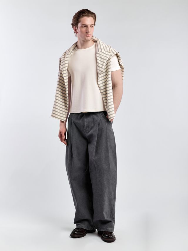 Брюки из вареного хлопка с защипами