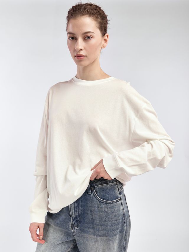 Лонгслив с манжетами из струящейся ткани