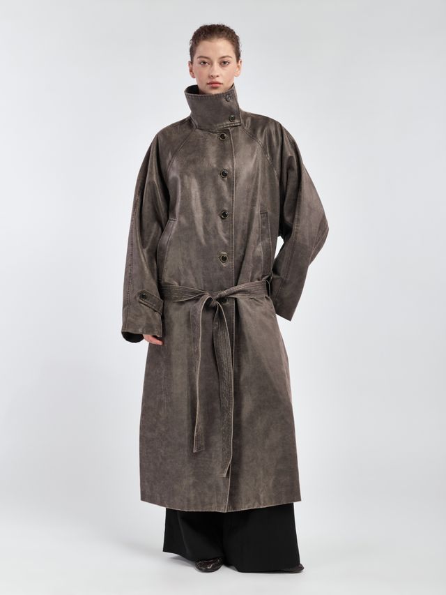 Плащ с имитацией кожи