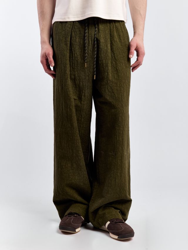 Брюки из жатого хлопка с вышивкой