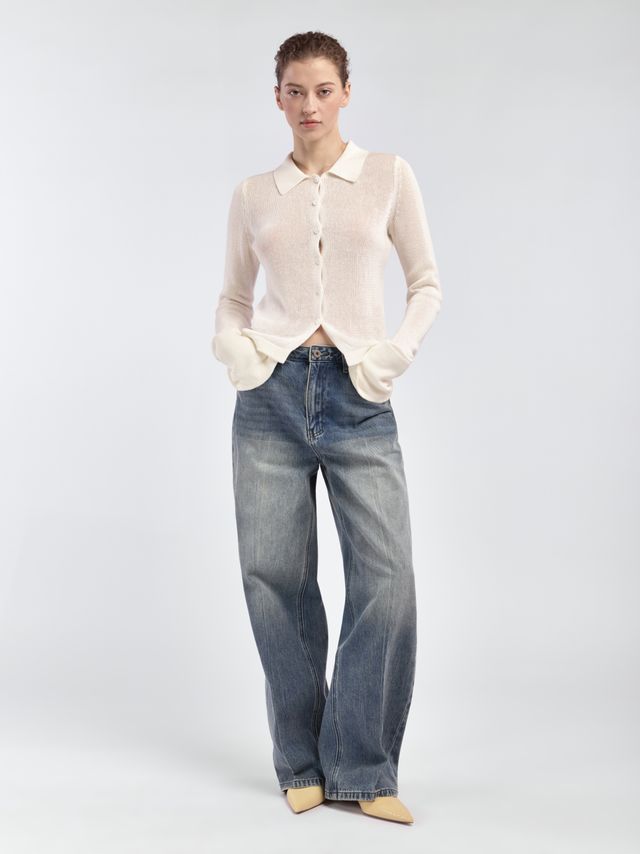 Поло с длинным рукавом и акцентными манжетами