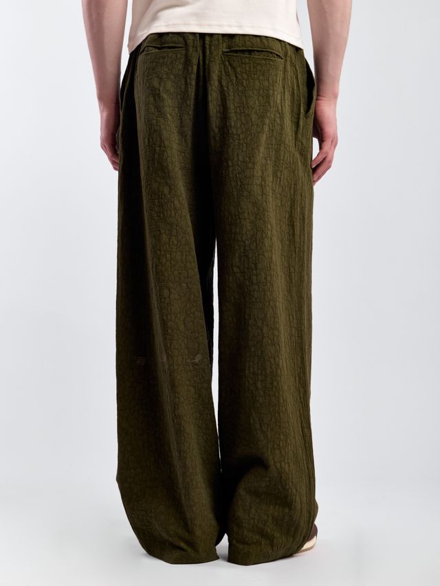 Брюки из жатого хлопка с вышивкой